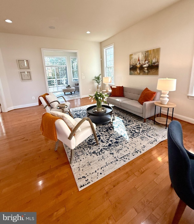 living room featuring light wood-type flooring