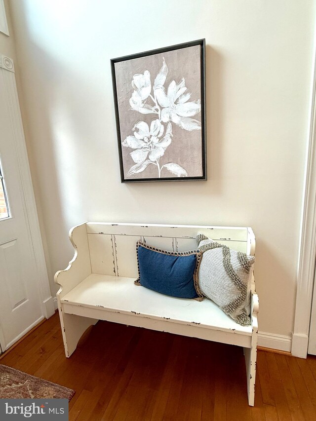 sitting room with light hardwood / wood-style floors