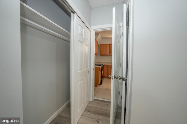 corridor featuring light hardwood / wood-style floors