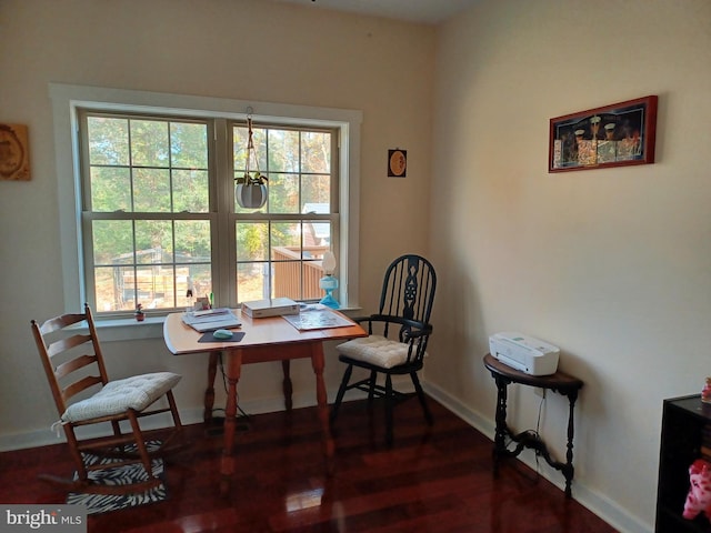 living area with dark wood-type flooring