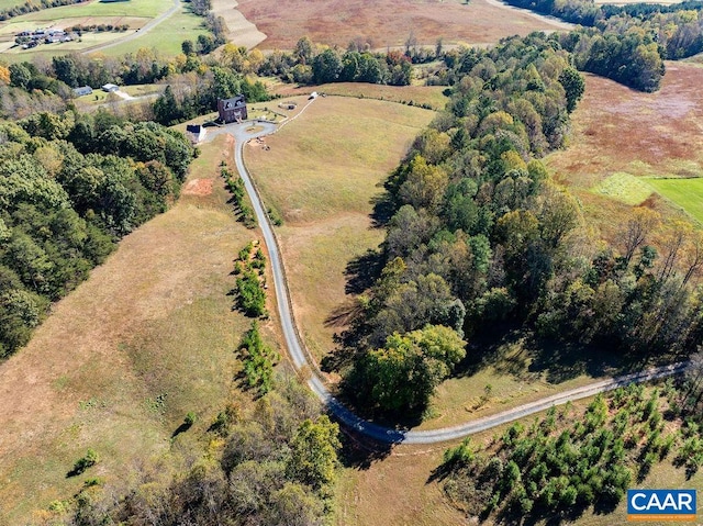 aerial view featuring a rural view