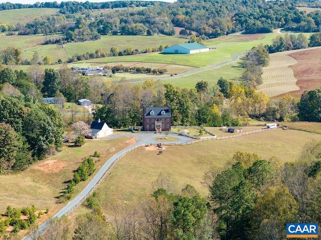 drone / aerial view featuring a rural view