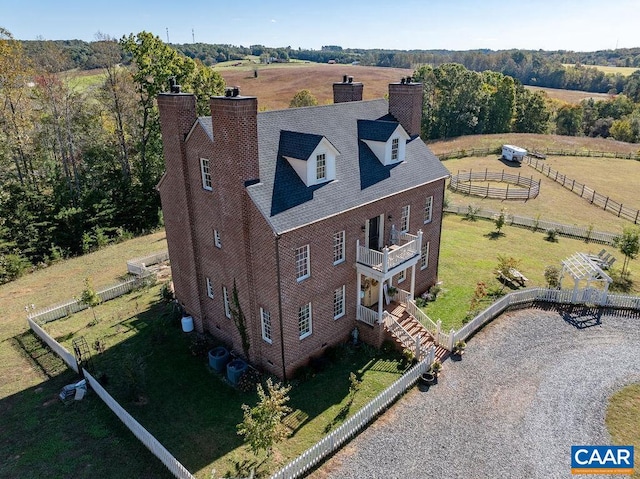 bird's eye view with a rural view