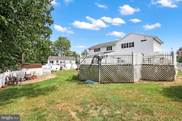 3121 Pineview Dr, Dover, PA 17315 - back of property with a yard, a wooden deck, and fence