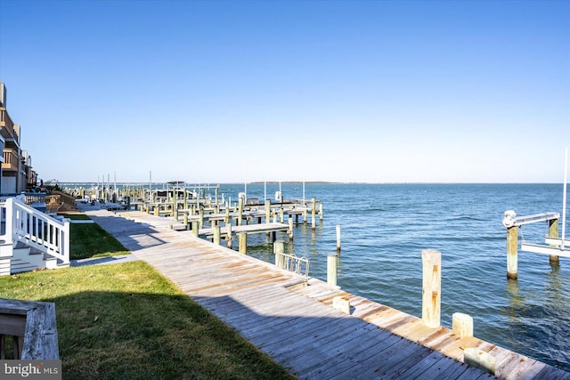 dock area featuring a water view