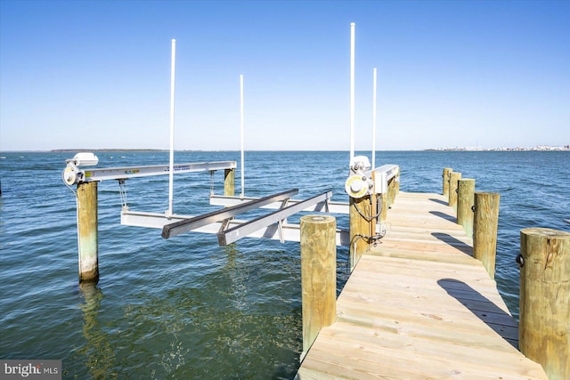 view of dock featuring a water view