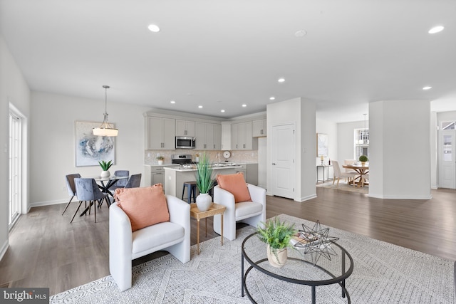 living room featuring light hardwood / wood-style flooring