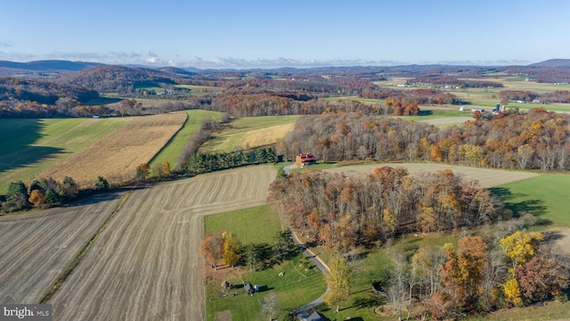 aerial view with a rural view and a mountain view