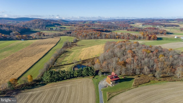 bird's eye view with a rural view