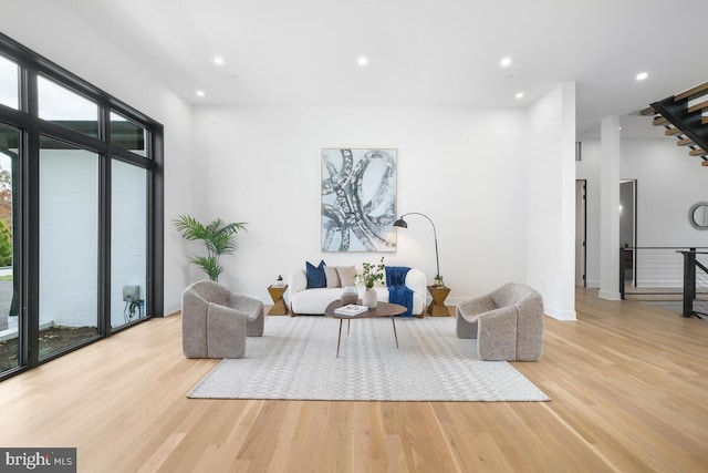 living room featuring light hardwood / wood-style floors and plenty of natural light