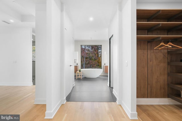 corridor featuring light hardwood / wood-style floors