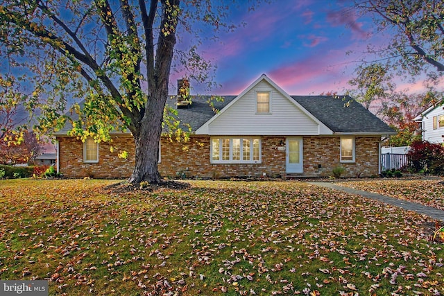 view of front facade with a yard