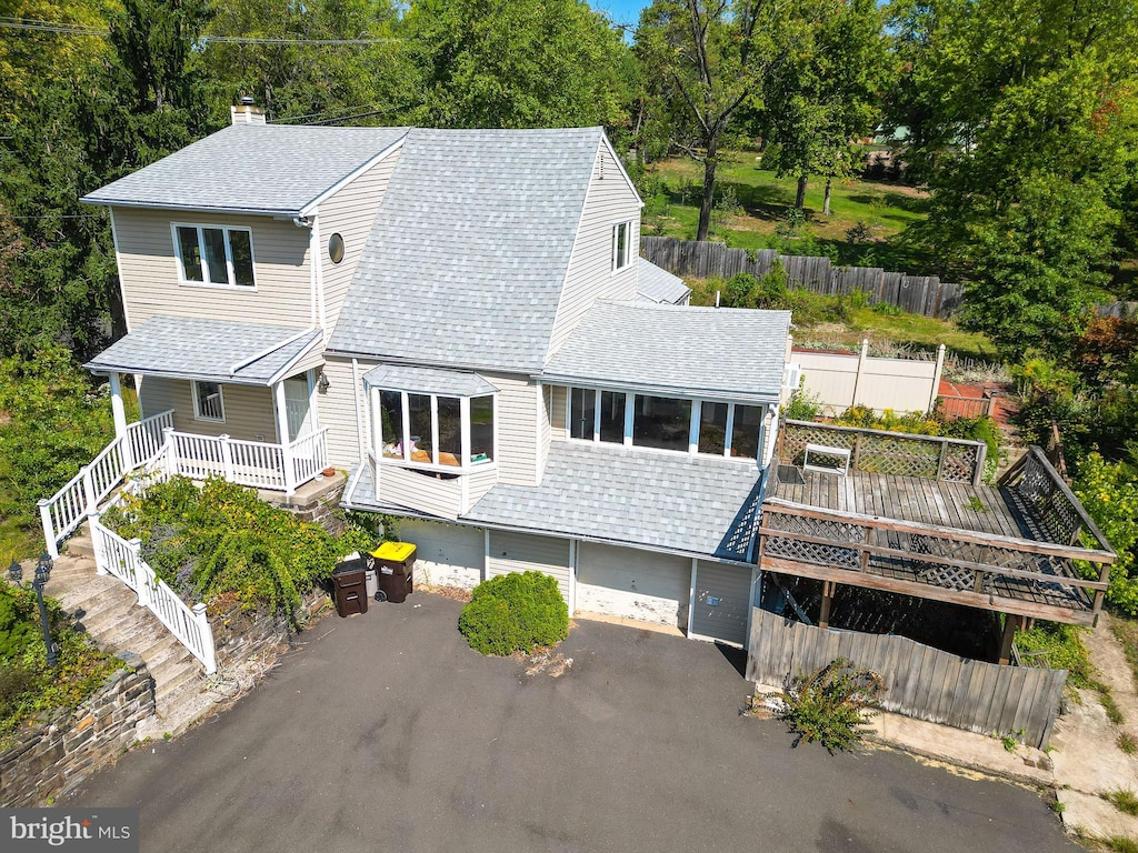 exterior space with a garage