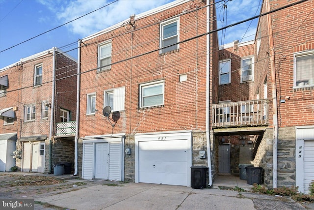 view of building exterior featuring a garage