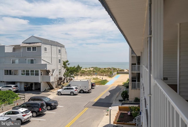 view of road with a water view