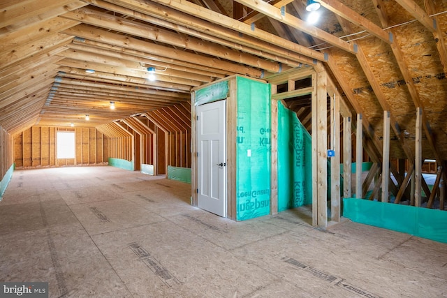 view of unfinished attic