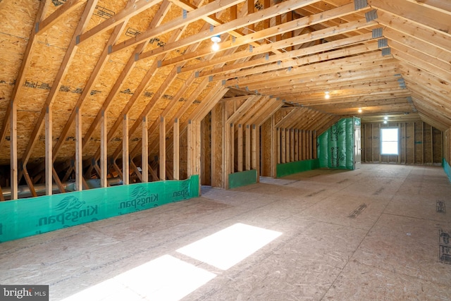 view of unfinished attic