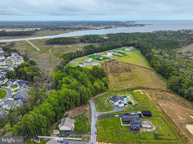 bird's eye view featuring a water view