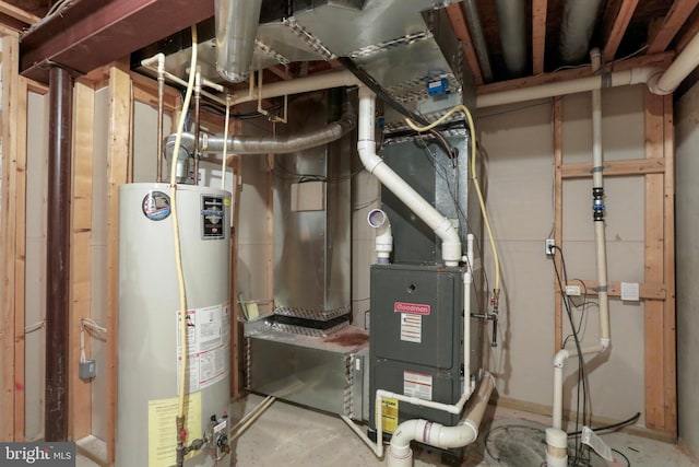 utility room with gas water heater