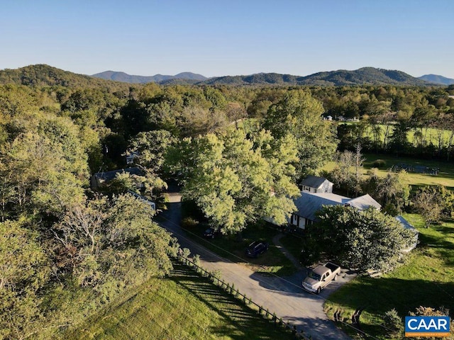 bird's eye view with a mountain view