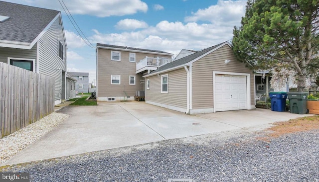 exterior space featuring a garage