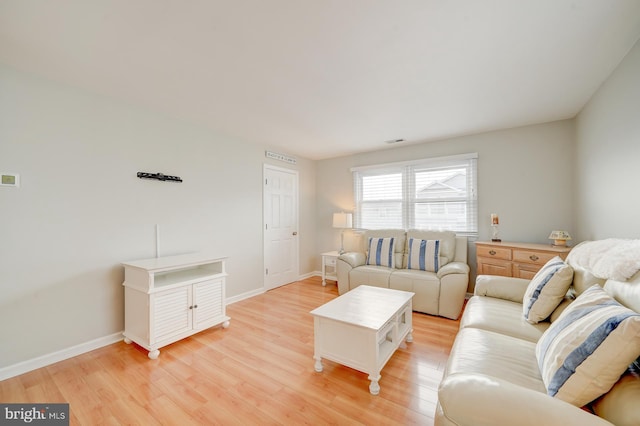 living room featuring light hardwood / wood-style flooring