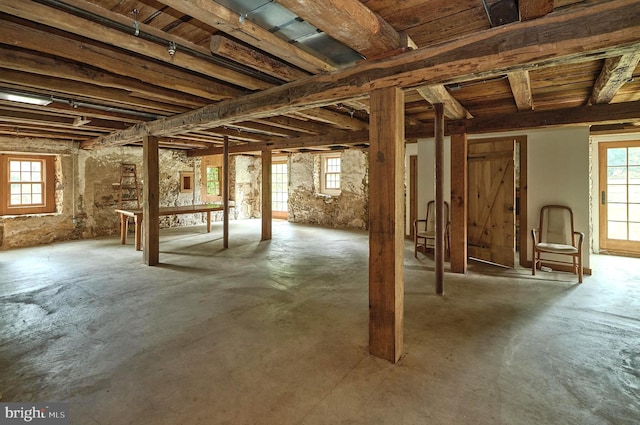 basement with a healthy amount of sunlight