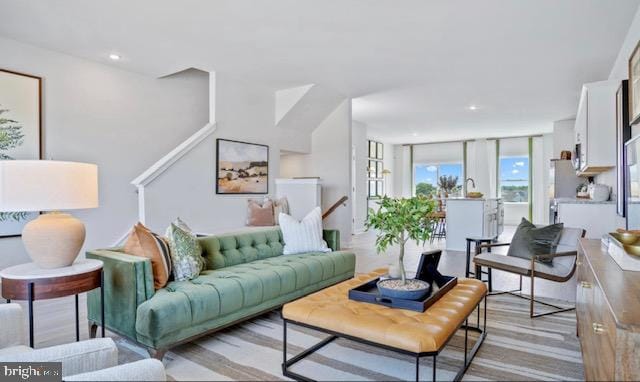 living room featuring light hardwood / wood-style flooring