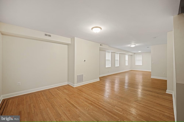 empty room with light hardwood / wood-style floors