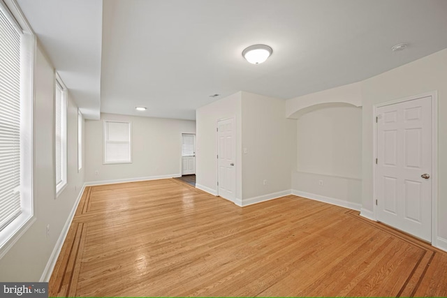 empty room with light hardwood / wood-style floors