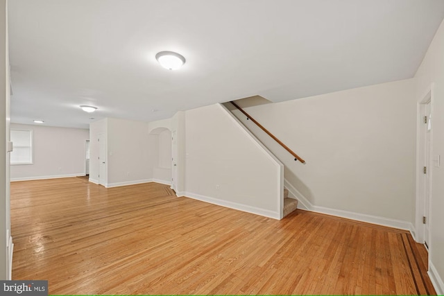 unfurnished living room featuring light wood-type flooring