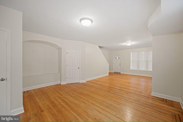 interior space with light hardwood / wood-style floors