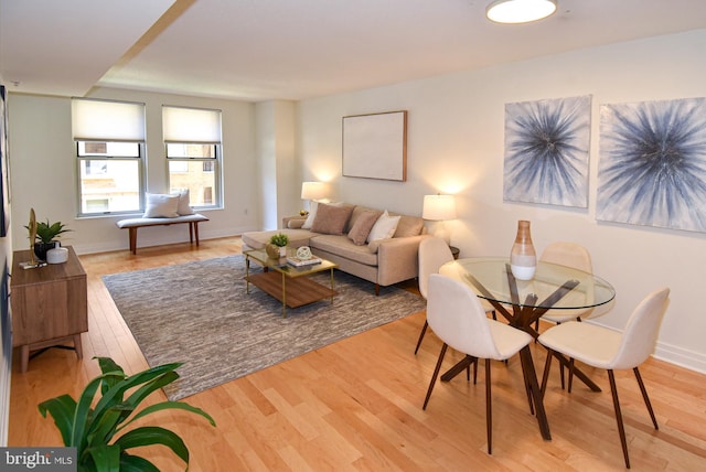 living room with hardwood / wood-style flooring