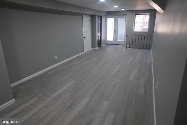 interior space featuring french doors and wood-type flooring