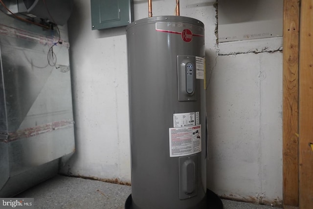 utilities with electric panel and electric water heater