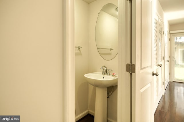 bathroom featuring hardwood / wood-style floors and sink