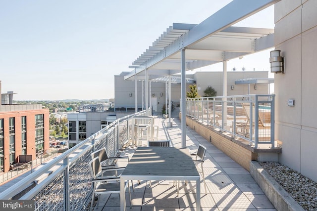 view of patio featuring a pergola