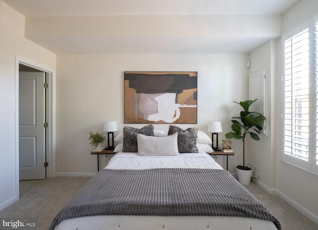 bedroom with multiple windows and carpet flooring