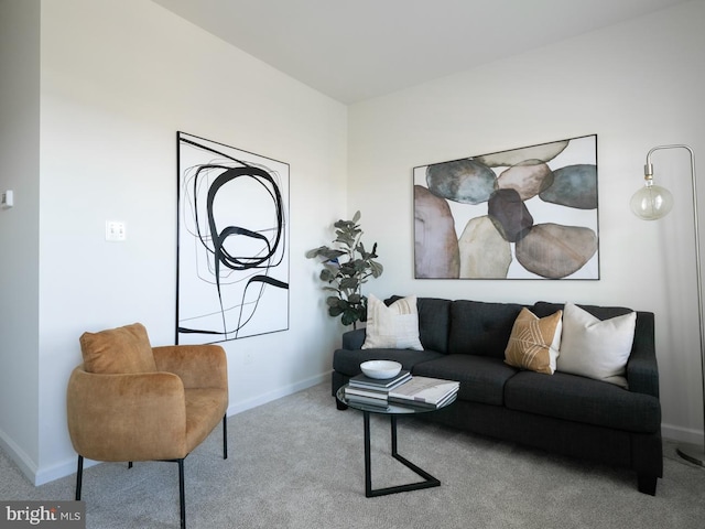 living room with light colored carpet