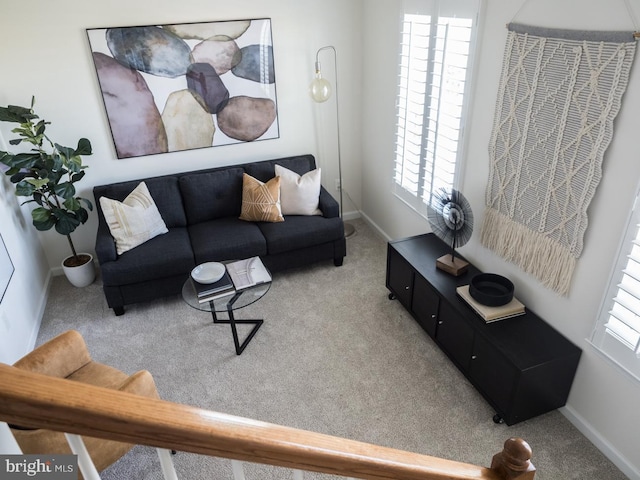 living room with carpet and plenty of natural light