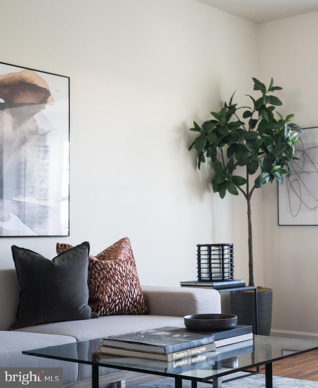 living room with hardwood / wood-style floors