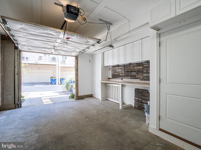 garage with a garage door opener