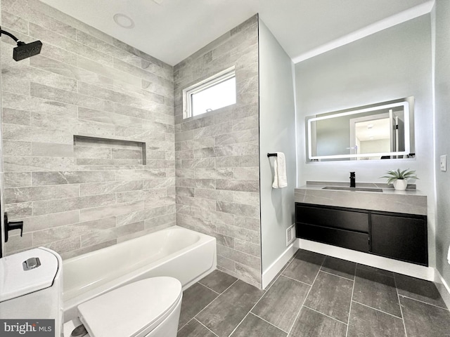 261 Moore St, Princeton, NJ 08540 - bathroom featuring toilet, baseboards, visible vents, vanity, and shower / washtub combination