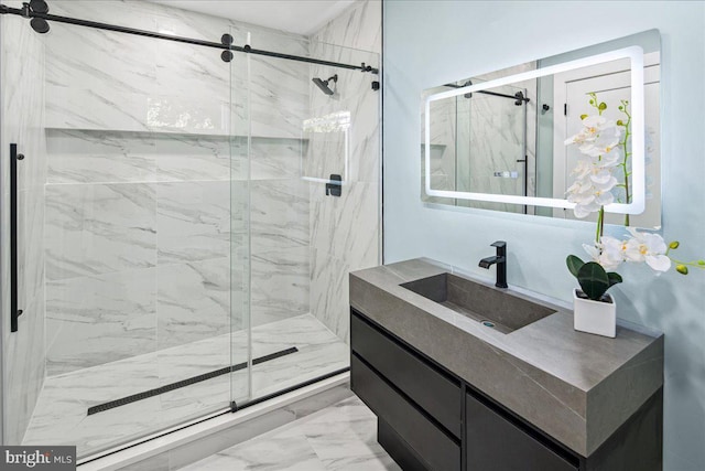 261 Moore St, Princeton, NJ 08540 - full bath with a marble finish shower, marble finish floor, and vanity
