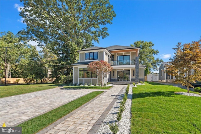 261 Moore St, Princeton, NJ 08540 - view of front of house featuring a balcony, fence, a front yard, a porch, and a gate
