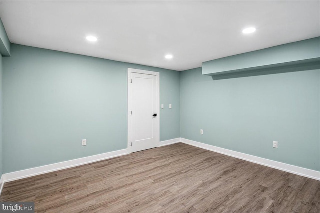 261 Moore St, Princeton, NJ 08540 - finished below grade area with recessed lighting, baseboards, and wood finished floors