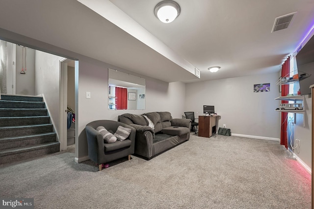 living room featuring carpet floors