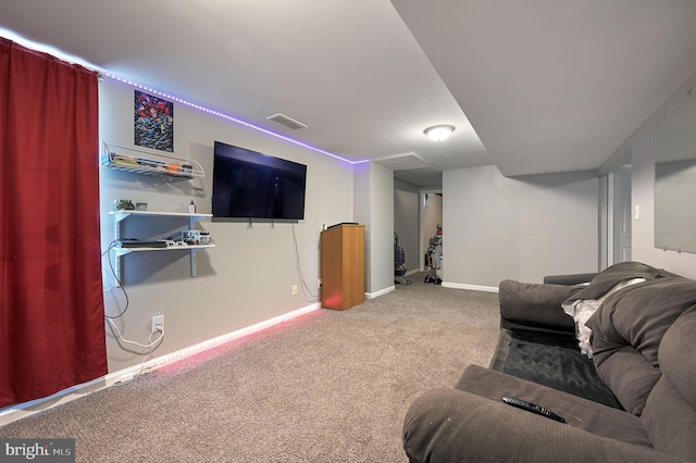 living room featuring carpet floors