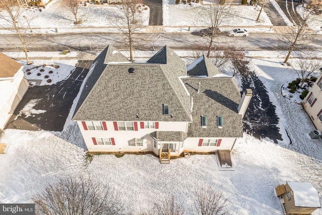 view of snowy aerial view