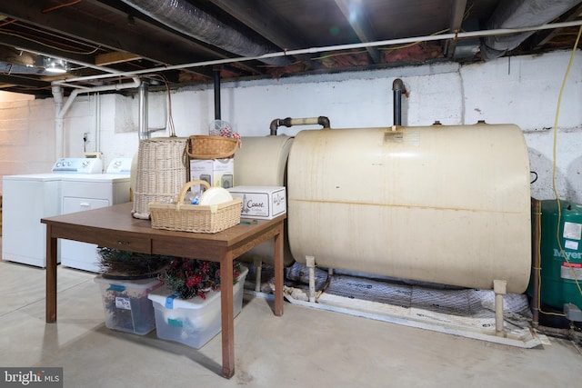 basement featuring separate washer and dryer